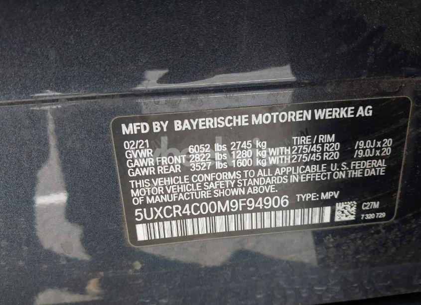 Photo 9 of 2021 Bmw X5 SDRIVE40I (VIN 5UXCR4C00M9F94906)