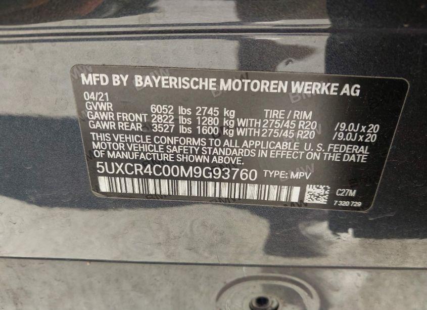 Photo 9 of 2021 Bmw X5 SDRIVE40I (VIN 5UXCR4C00M9G93760)