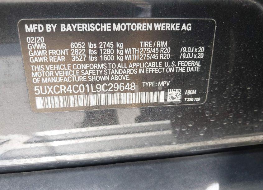 Photo 9 of 2020 Bmw X5 SDRIVE40I (VIN 5UXCR4C01L9C29648)