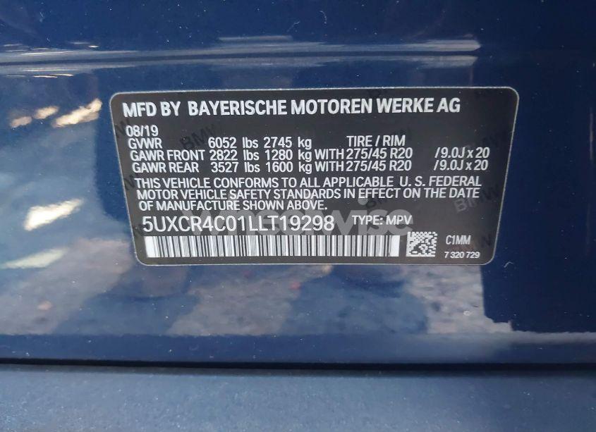 Photo 9 of 2020 Bmw X5 SDRIVE40I (VIN 5UXCR4C01LLT19298)