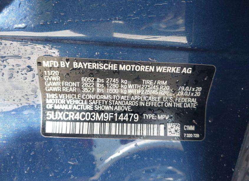 Photo 9 of 2021 Bmw X5 SDRIVE40I (VIN 5UXCR4C03M9F14479)