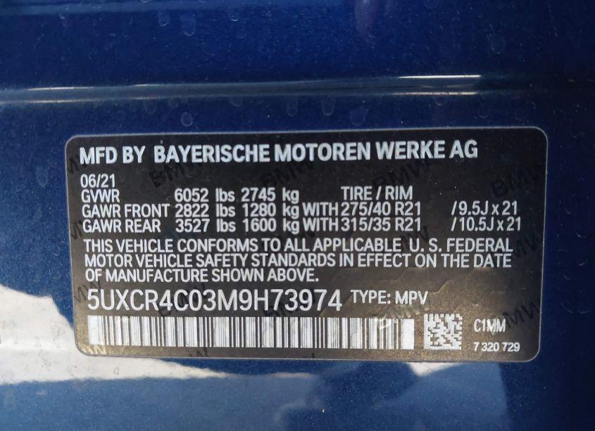 Photo 9 of 2021 Bmw X5 SDRIVE40I (VIN 5UXCR4C03M9H73974)