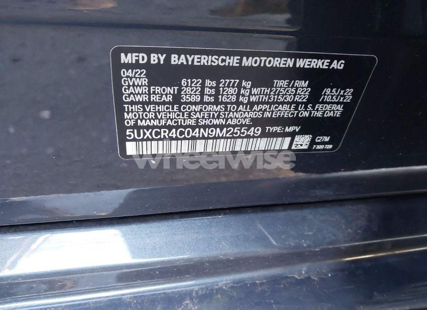 Photo 9 of 2022 Bmw X5 SDRIVE40I (VIN 5UXCR4C04N9M25549)