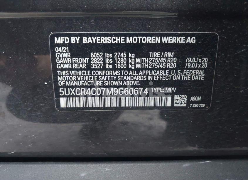 Photo 9 of 2021 Bmw X5 SDRIVE40I (VIN 5UXCR4C07M9G60674)