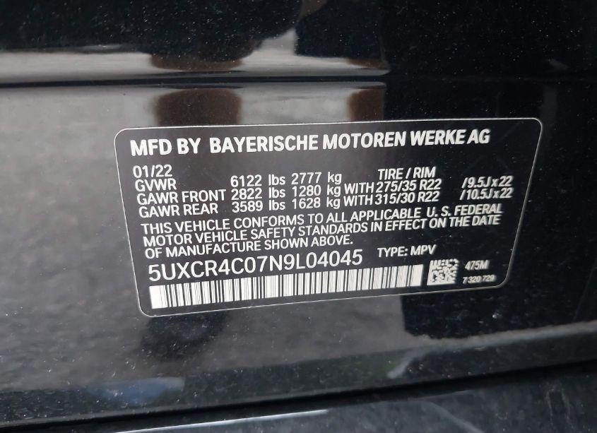 Photo 9 of 2022 Bmw X5 SDRIVE40I (VIN 5UXCR4C07N9L04045)