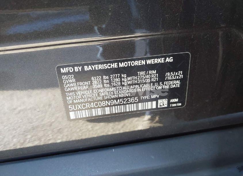 Photo 9 of 2022 Bmw X5 SDRIVE40I (VIN 5UXCR4C08N9M52365)