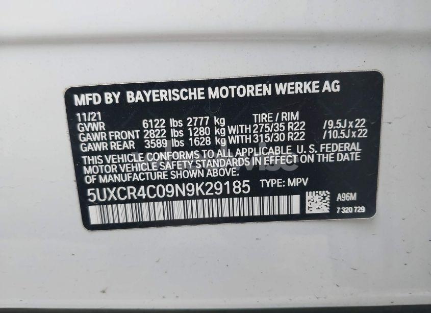 Photo 9 of 2022 Bmw X5 SDRIVE40I (VIN 5UXCR4C09N9K29185)