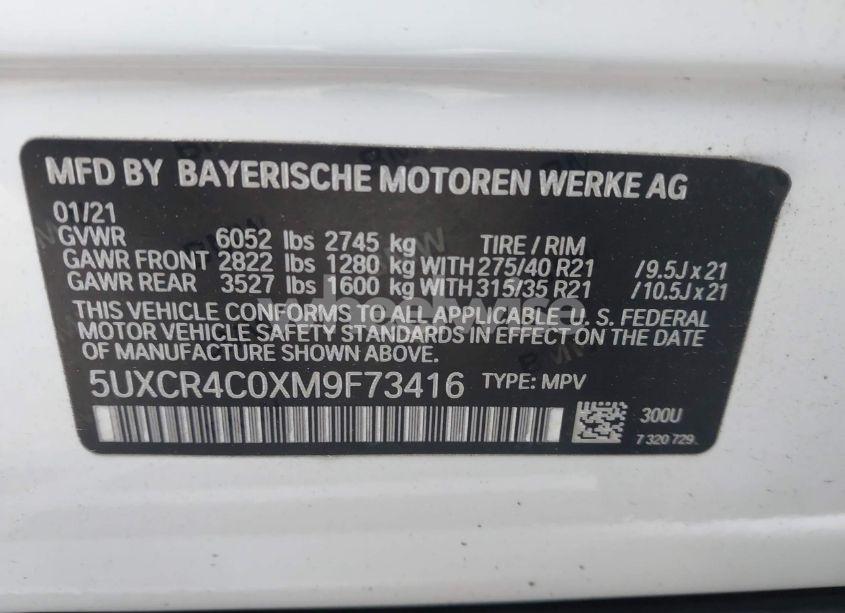 Photo 9 of 2021 Bmw X5 SDRIVE40I (VIN 5UXCR4C0XM9F73416)