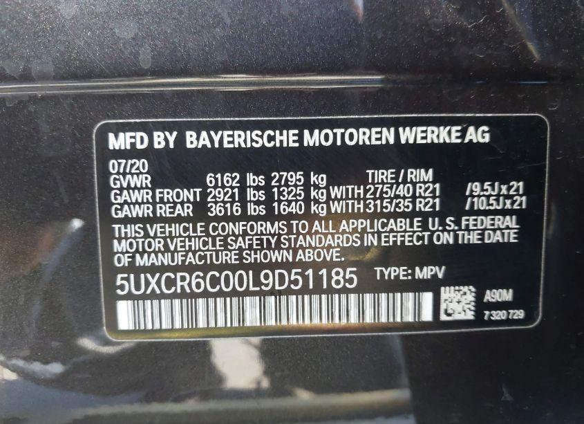 Photo 9 of 2020 Bmw X5 XDRIVE40I (VIN 5UXCR6C00L9D51185)