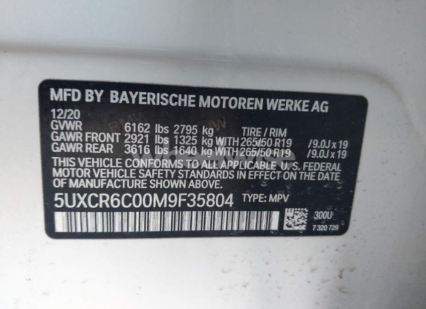 Photo 9 of 2021 Bmw X5 XDRIVE40I (VIN 5UXCR6C00M9F35804)