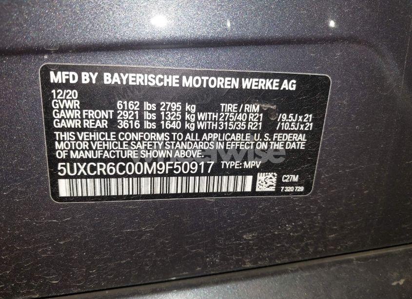 Photo 9 of 2021 Bmw X5 XDRIVE40I (VIN 5UXCR6C00M9F50917)