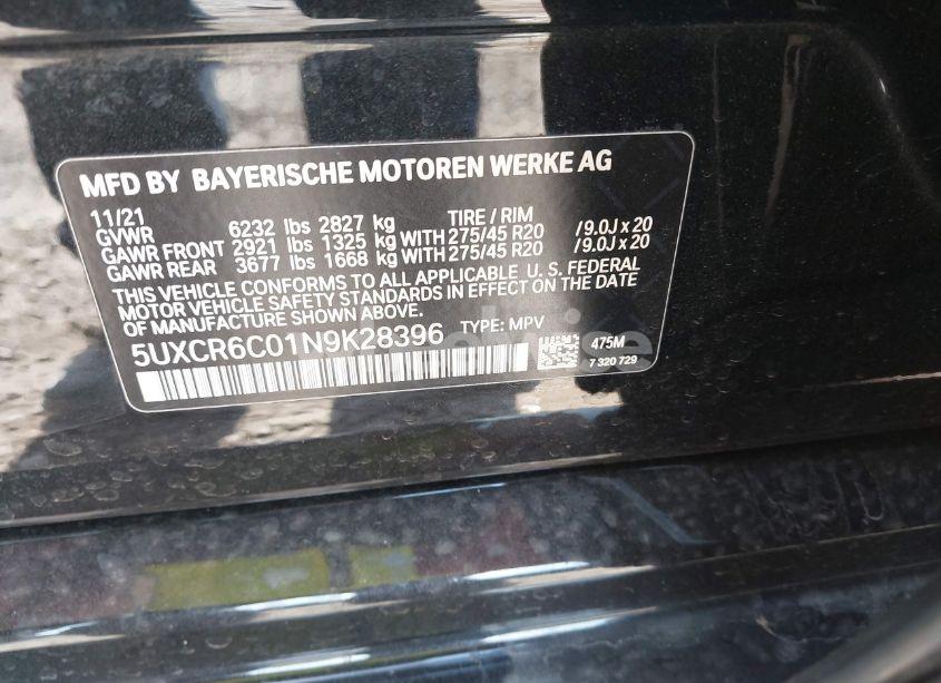 Photo 9 of 2022 Bmw X5 XDRIVE40I (VIN 5UXCR6C01N9K28396)