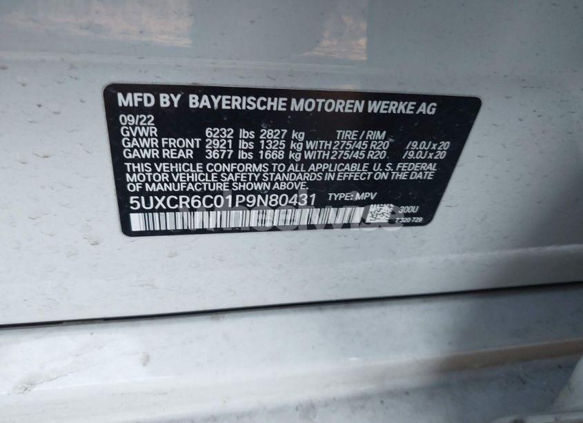 Photo 9 of 2023 Bmw X5 XDRIVE40I (VIN 5UXCR6C01P9N80431)