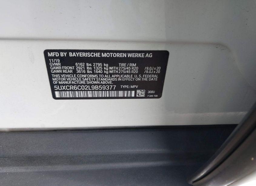 Photo 9 of 2020 Bmw X5 XDRIVE40I (VIN 5UXCR6C02L9B59377)