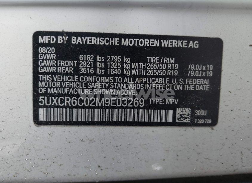 Photo 9 of 2021 Bmw X5 XDRIVE40I (VIN 5UXCR6C02M9E03269)