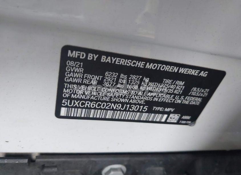 Photo 9 of 2022 Bmw X5 XDRIVE40I (VIN 5UXCR6C02N9J13015)