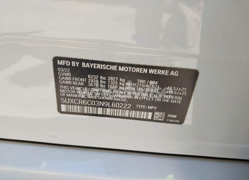 Photo 9 of 2022 Bmw X5 XDRIVE40I (VIN 5UXCR6C03N9L60222)