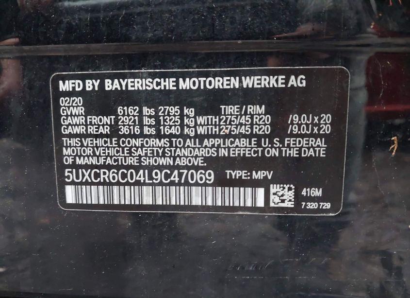 Photo 9 of 2020 Bmw X5 XDRIVE40I (VIN 5UXCR6C04L9C47069)