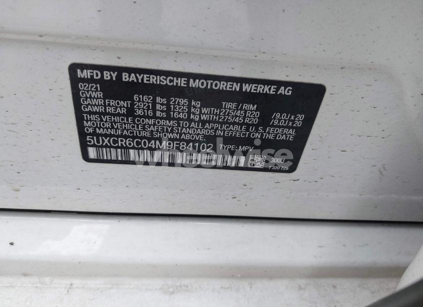 Photo 9 of 2021 Bmw X5 XDRIVE40I (VIN 5UXCR6C04M9F84102)