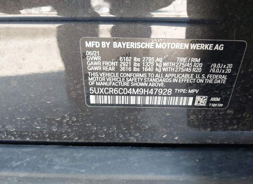 Photo 9 of 2021 Bmw X5 XDRIVE40I (VIN 5UXCR6C04M9H47928)