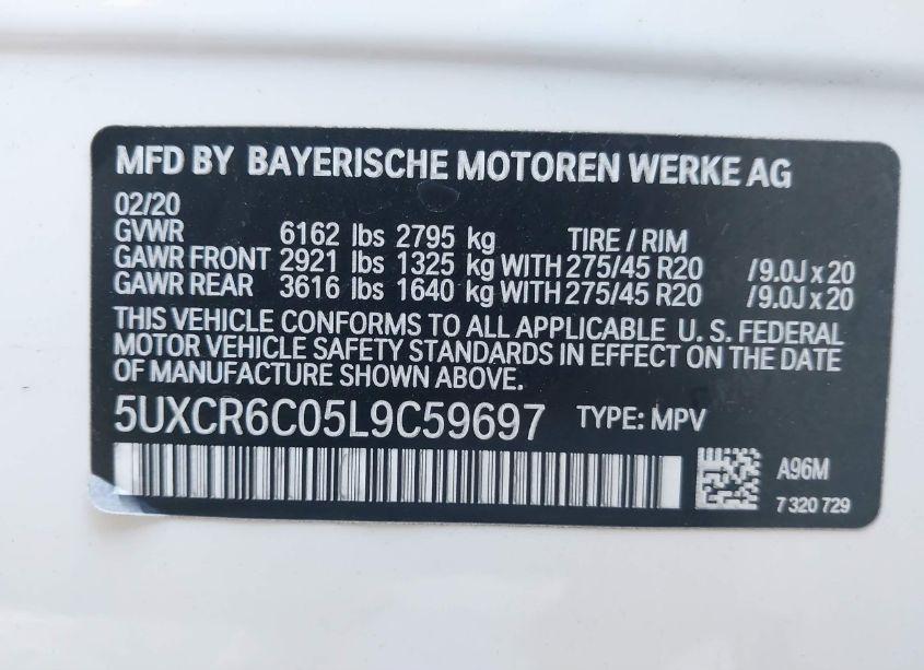 Photo 9 of 2020 Bmw X5 XDRIVE40I (VIN 5UXCR6C05L9C59697)