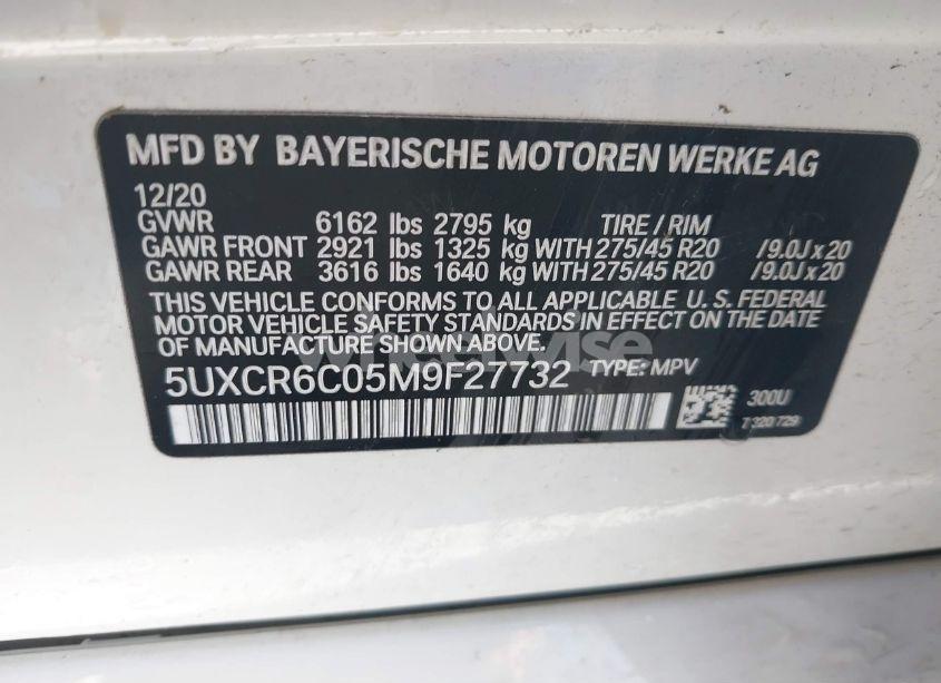 Photo 9 of 2021 Bmw X5 XDRIVE40I (VIN 5UXCR6C05M9F27732)
