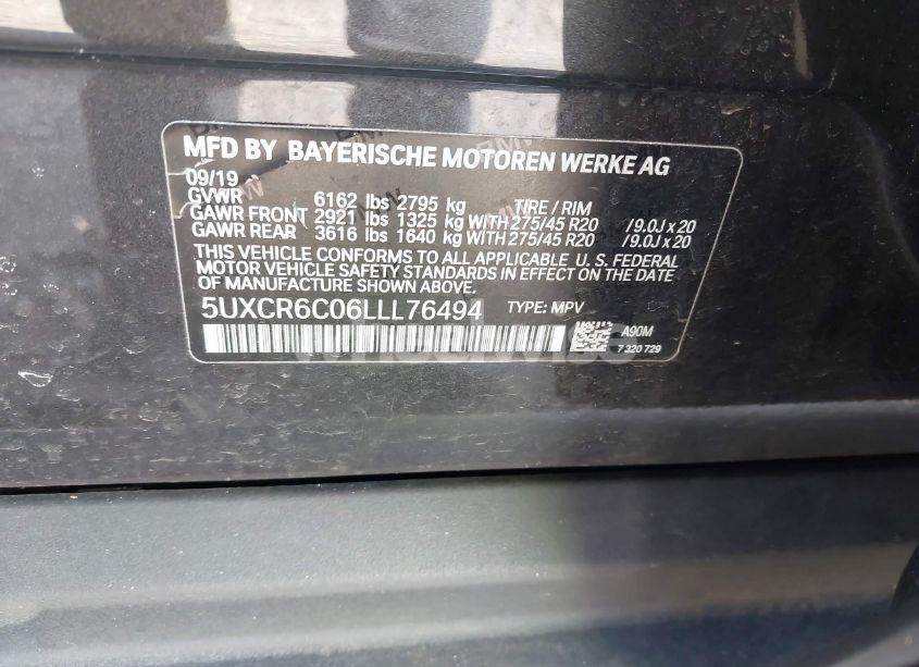 Photo 9 of 2020 Bmw X5 XDRIVE40I (VIN 5UXCR6C06LLL76494)