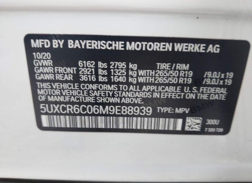 Photo 9 of 2021 Bmw X5 XDRIVE40I (VIN 5UXCR6C06M9E88939)