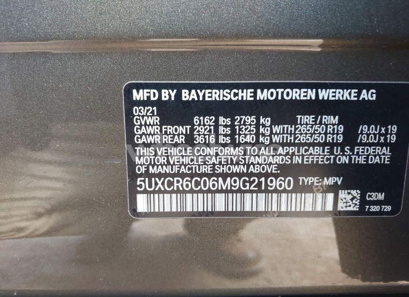 Photo 9 of 2021 Bmw X5 XDRIVE40I (VIN 5UXCR6C06M9G21960)