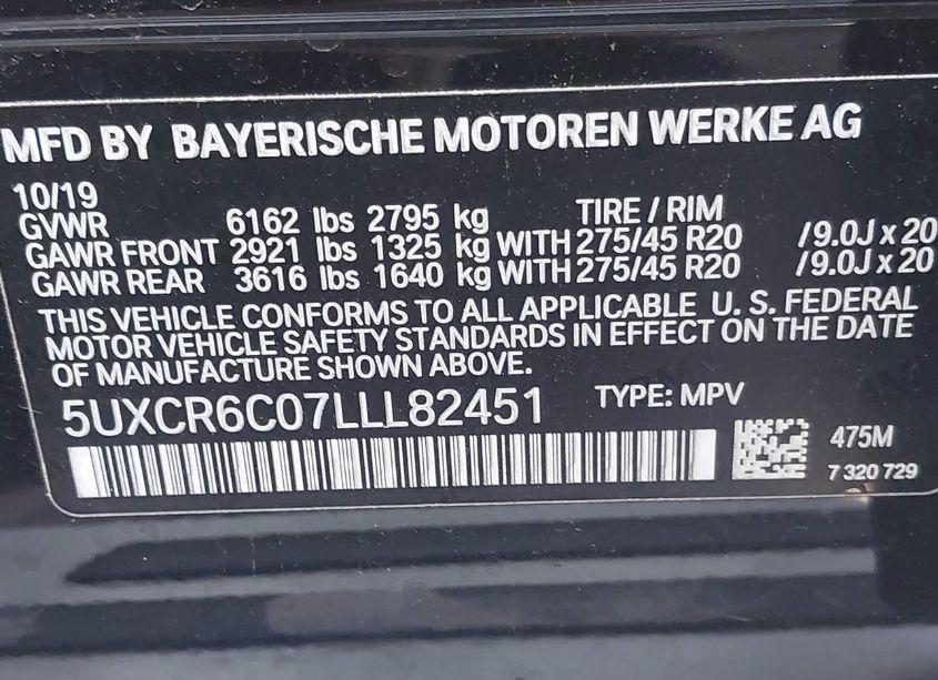 Photo 9 of 2020 Bmw X5 XDRIVE40I (VIN 5UXCR6C07LLL82451)
