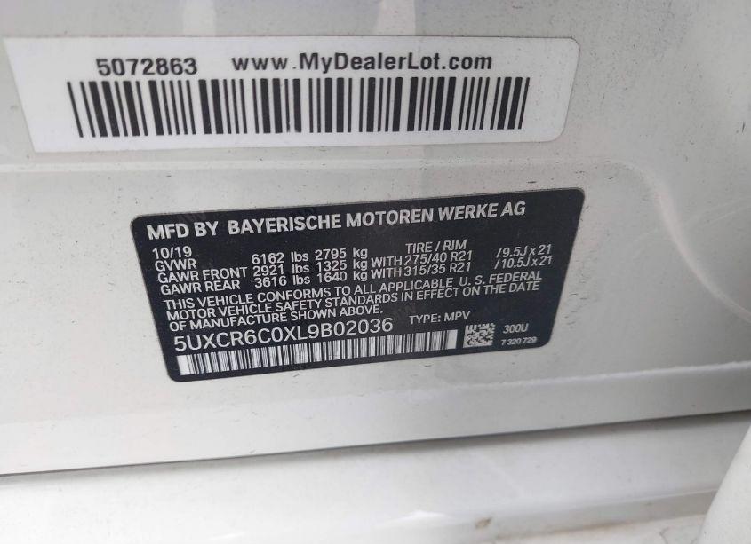 Photo 9 of 2020 Bmw X5 XDRIVE40I (VIN 5UXCR6C0XL9B02036)