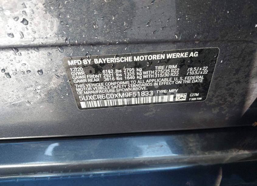 Photo 9 of 2021 Bmw X5 XDRIVE40I (VIN 5UXCR6C0XM9F51833)