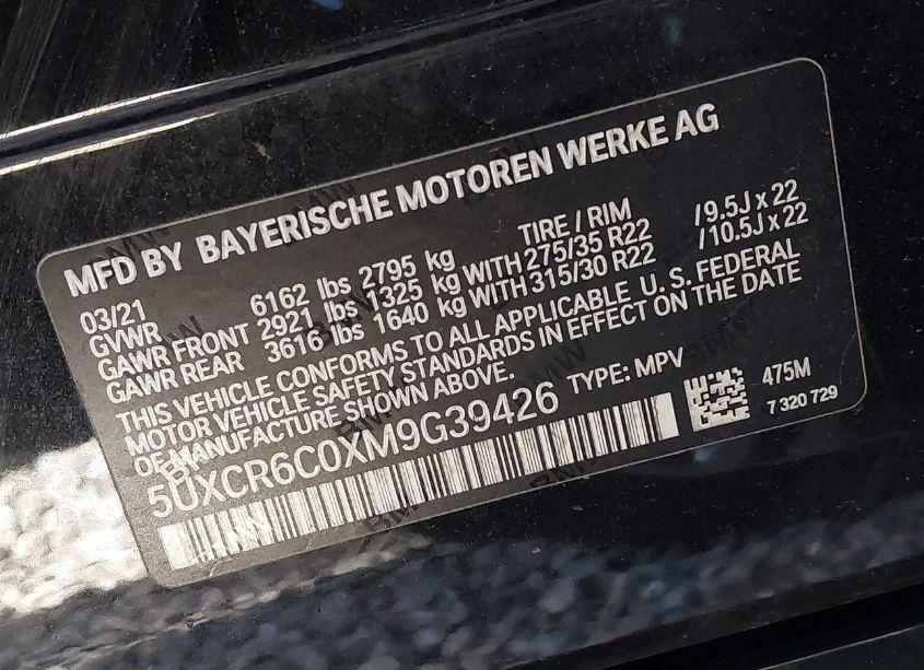 Photo 9 of 2021 Bmw X5 XDRIVE40I (VIN 5UXCR6C0XM9G39426)
