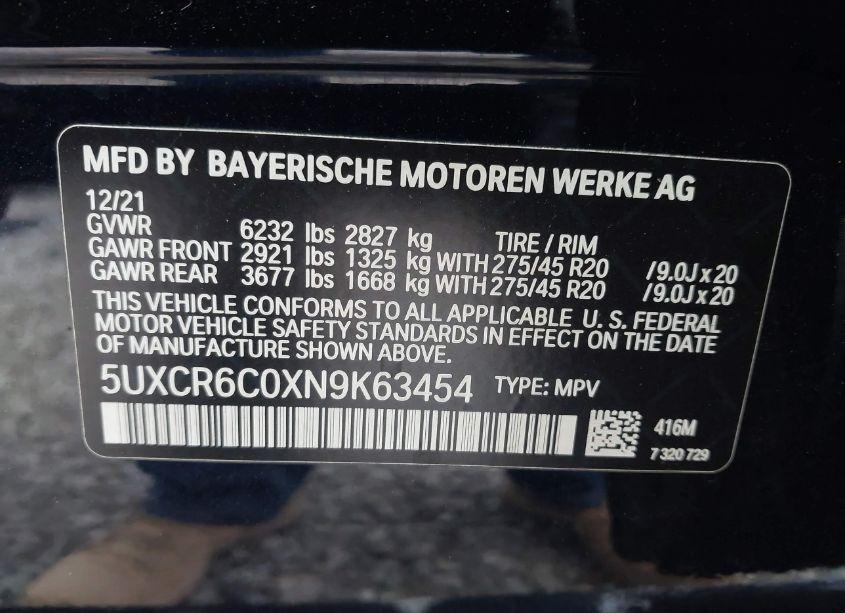 Photo 9 of 2022 Bmw X5 XDRIVE40I (VIN 5UXCR6C0XN9K63454)