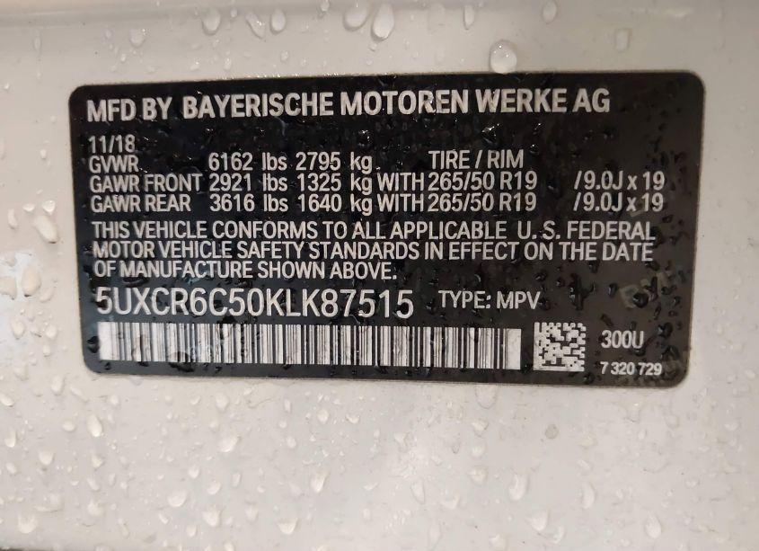 Photo 9 of 2019 Bmw X5 XDRIVE40I (VIN 5UXCR6C50KLK87515)