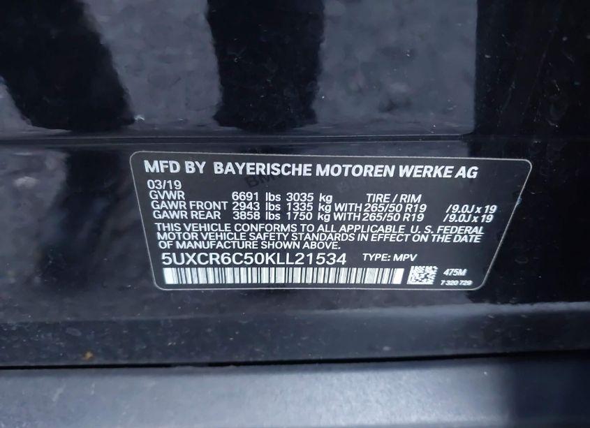 Photo 9 of 2019 Bmw X5 XDRIVE40I (VIN 5UXCR6C50KLL21534)