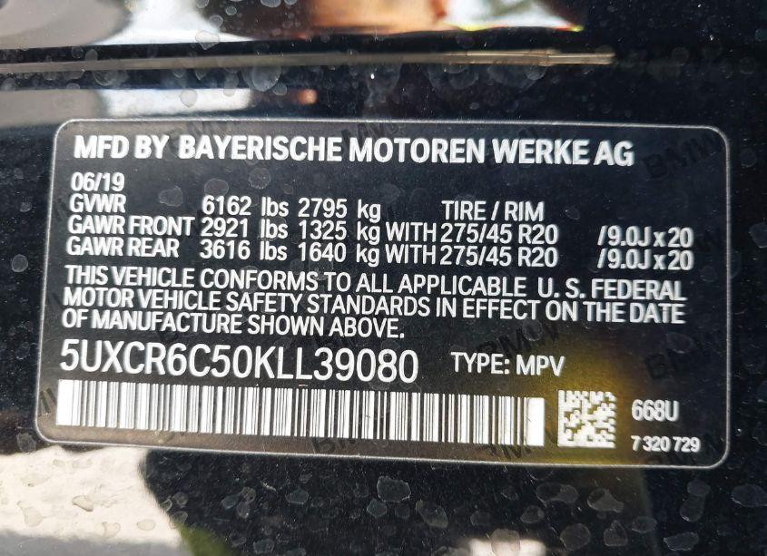 Photo 9 of 2019 Bmw X5 XDRIVE40I (VIN 5UXCR6C50KLL39080)