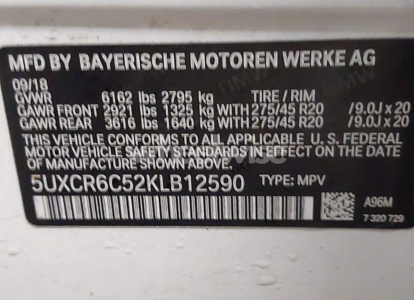 Photo 9 of 2019 Bmw X5 XDRIVE40I (VIN 5UXCR6C52KLB12590)