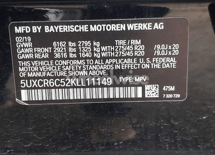 Photo 9 of 2019 Bmw X5 XDRIVE40I (VIN 5UXCR6C52KLL11149)