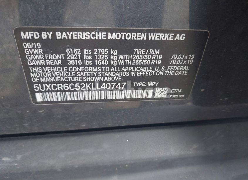 Photo 9 of 2019 Bmw X5 XDRIVE40I (VIN 5UXCR6C52KLL40747)