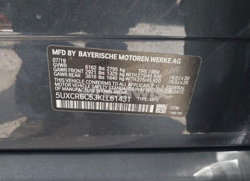 Photo 9 of 2019 Bmw X5 XDRIVE40I (VIN 5UXCR6C53KLL61431)