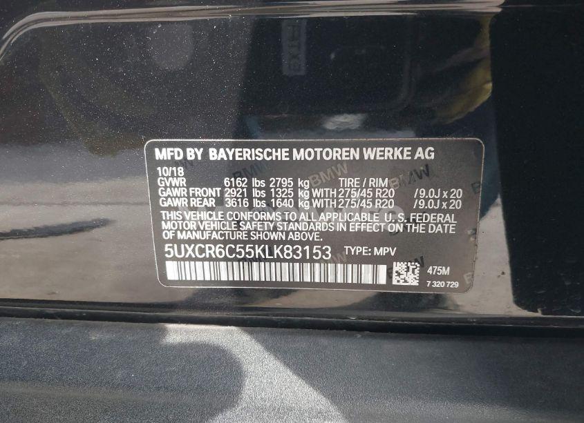 Photo 9 of 2019 Bmw X5 XDRIVE40I (VIN 5UXCR6C55KLK83153)