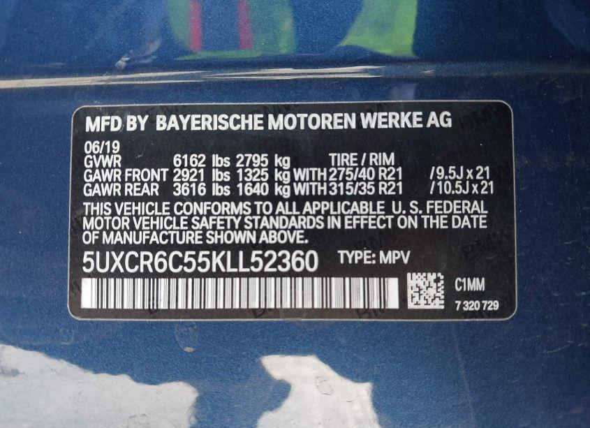 Photo 9 of 2019 Bmw X5 XDRIVE40I (VIN 5UXCR6C55KLL52360)