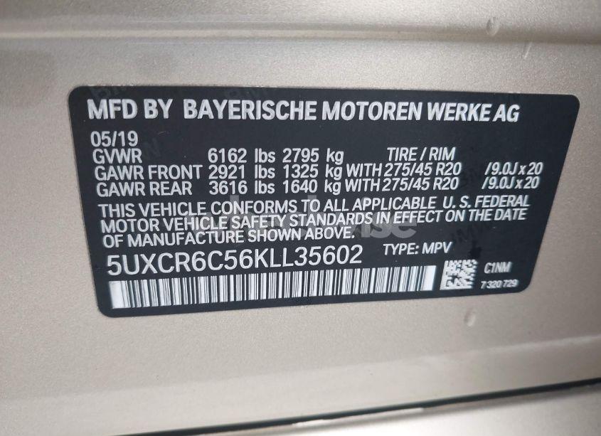 Photo 9 of 2019 Bmw X5 XDRIVE40I (VIN 5UXCR6C56KLL35602)
