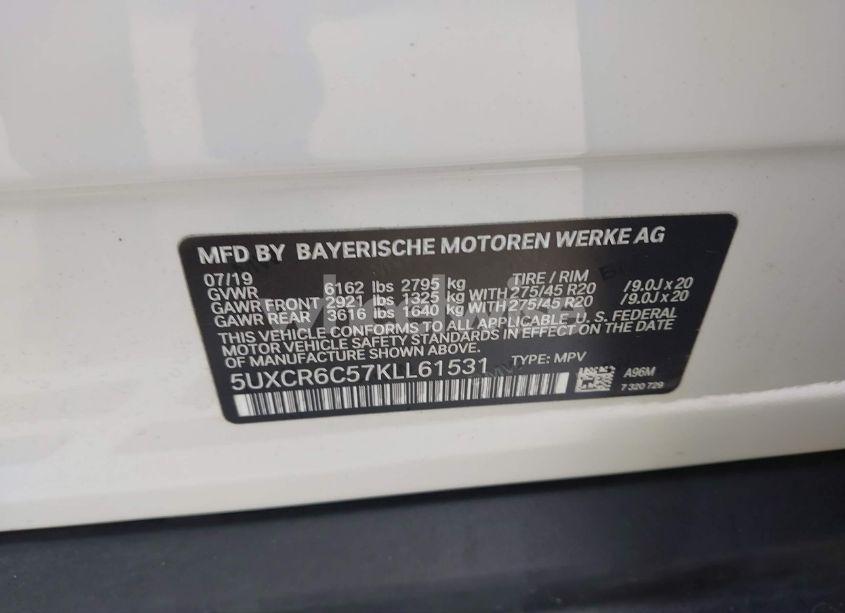 Photo 9 of 2019 Bmw X5 XDRIVE40I (VIN 5UXCR6C57KLL61531)