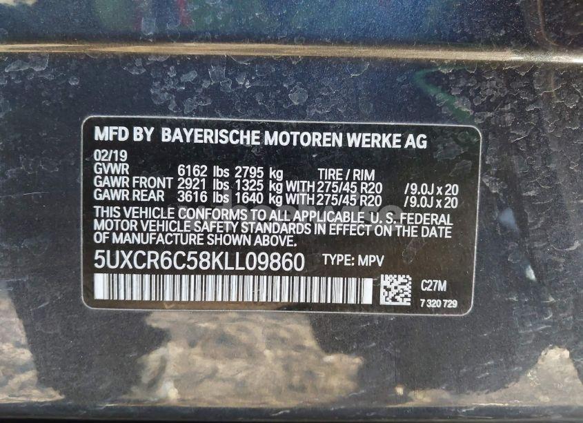 Photo 9 of 2019 Bmw X5 XDRIVE40I (VIN 5UXCR6C58KLL09860)