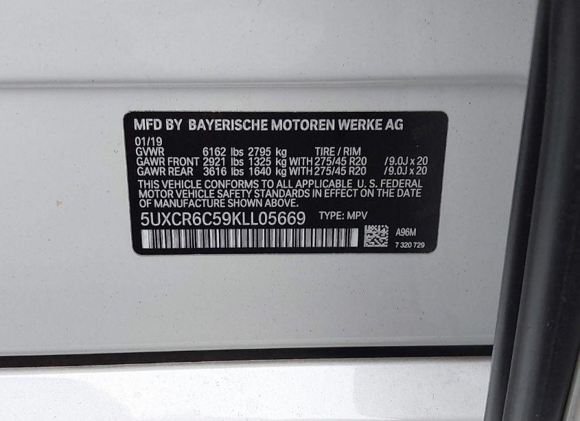 Photo 9 of 2019 Bmw X5 XDRIVE40I (VIN 5UXCR6C59KLL05669)