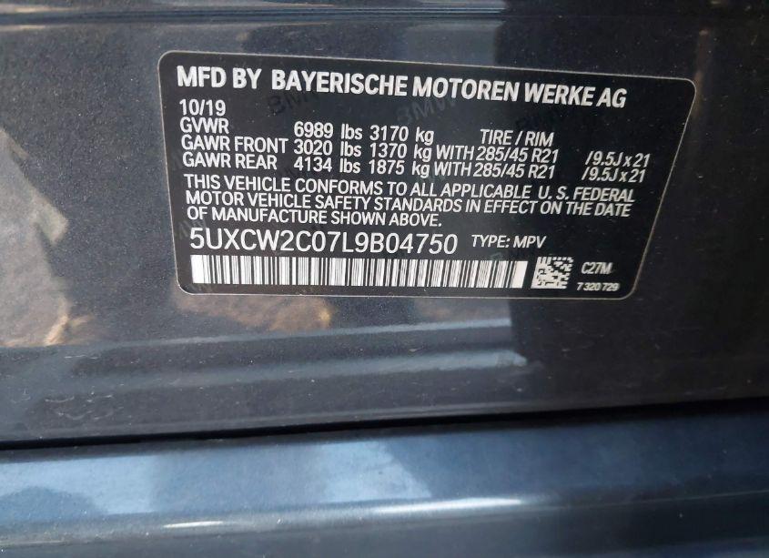 Photo 9 of 2020 Bmw X7 XDRIVE40I (VIN 5UXCW2C07L9B04750)