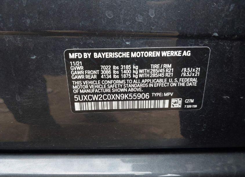 Photo 9 of 2022 Bmw X7 XDRIVE40I (VIN 5UXCW2C0XN9K55906)