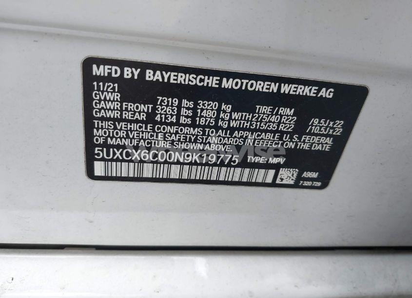 Photo 9 of 2022 Bmw X7 M50I (VIN 5UXCX6C00N9K19775)